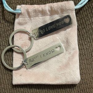 Silver Keychain Set with Engraved Messages